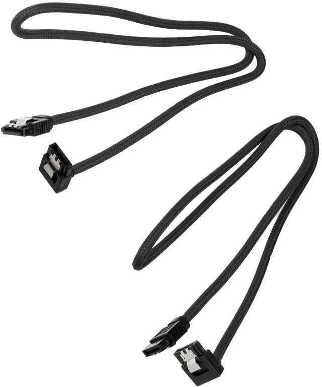 „Corsair Premium SATA“ kampinis kabelis, juodas 60 cm, 2 vnt. pakuotėje