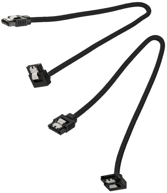 „Corsair Premium SATA“ kampinis kabelis, juodas 30 cm, 2 vnt. pakuotėje