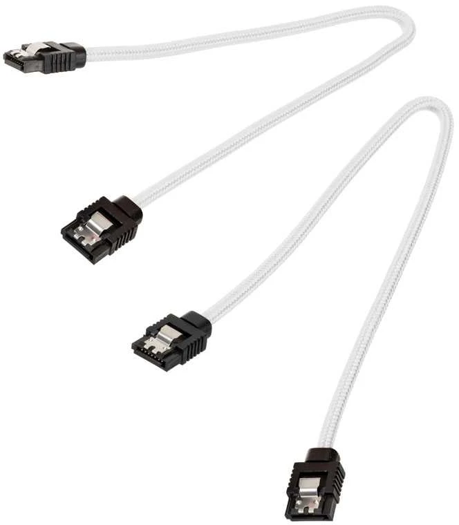 „Corsair Premium SATA“ kabelis su įdėklu, baltas 30 cm, 2 vnt. pakuotėje