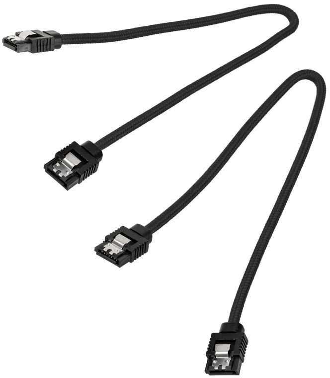 Corsair Premium Sleeved SATA Cable, juodas 30cm – 2 pack