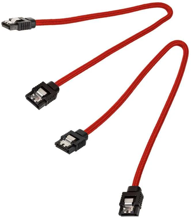 „Corsair Premium“ SATA kabelis su įmautėle, raudonas, 30 cm, 2 vnt. pakuotėje