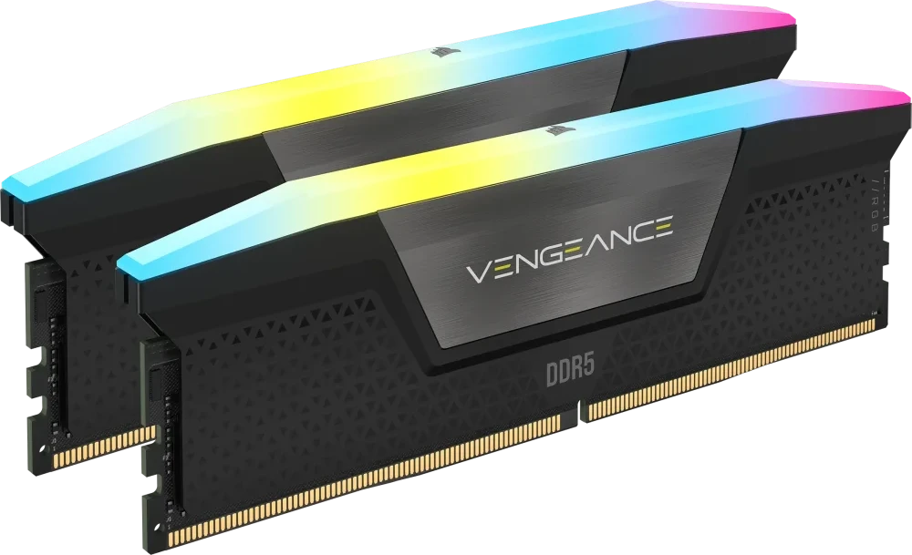 RAM CORSAIR VENGEANCE RGB 16GB 2x8GB DDR5 DIMM 5200MT/s CL40-40-40-77 1.25V Intel XMP Desktop Memory - Juodas