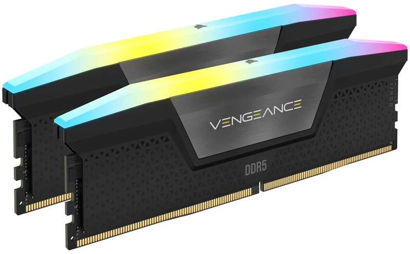 Atminties kortelė telefonui CORSAIR VENGEANCE® RGB 64GB (2x32GB) DDR5 DRAM 6400MT/s CL32 Memory Kit — Juodas
