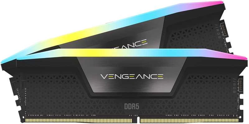 Atminties kortelė telefonui CORSAIR VENGEANCE® RGB 64GB (2x32GB) DDR5 DRAM 6400MT/s CL32 Memory Kit — Juodas