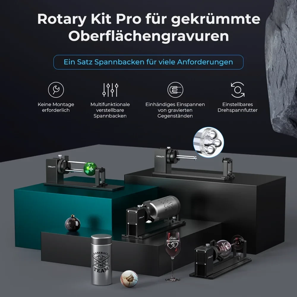 Priedas graviruoti cilindrinius objektus skirtas Falcon graveriams Rotary Kit Pro CREALITY
