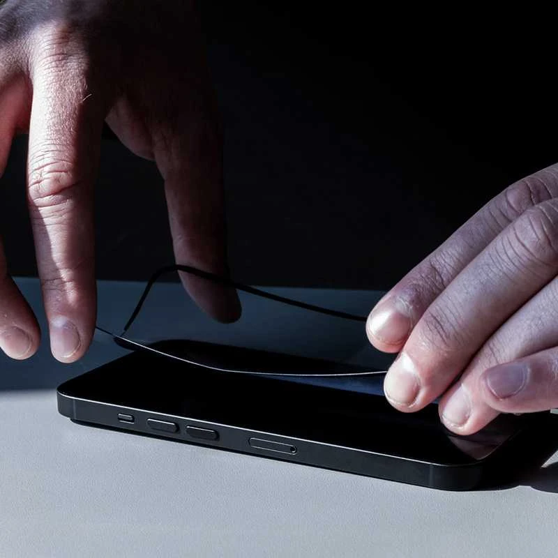 „Crong 7D Nano Flexible Glass“ – viso ekrano apsaugantis hibridinis 9H apsauginis stiklas „Samsung Galaxy M13“ telefonui.