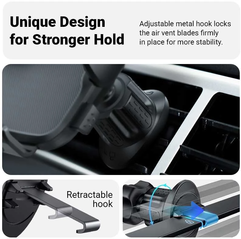 Crong Carclip Universal Air Vent Car Holder - juodas