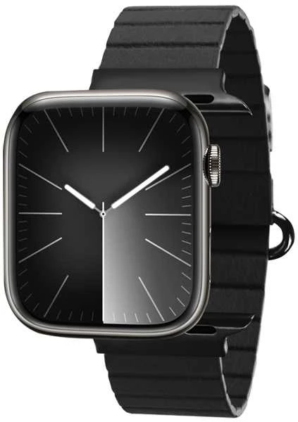 Crong Eclipse – Leather magnetic apyrankė skirta Apple Watch 44/45/46/49 mm juodas