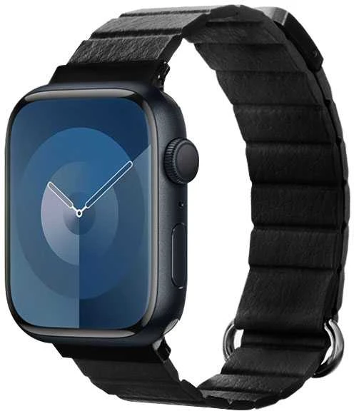 Crong Eclipse – Leather magnetic apyrankė skirta Apple Watch 44/45/46/49 mm juodas