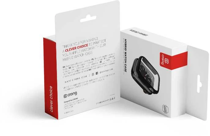 Crong Hybrid Watch Case - dėklas su stiklu skirtas Apple Watch 41mm Juodas