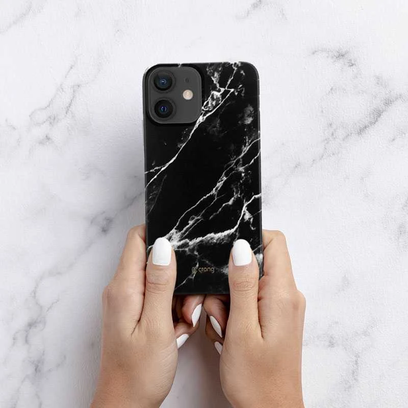 Crong Marble dėklas - dėklas skirtas Apple iPhone 12 Mini Juodas