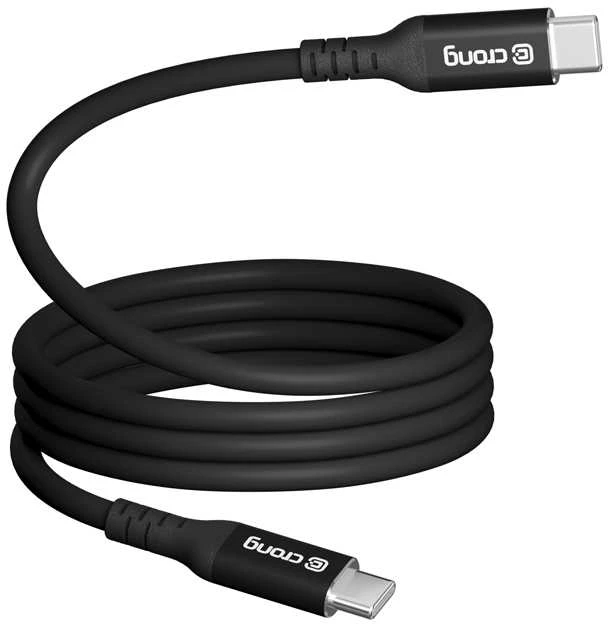 „Crong Soft Link“ – 100 W PD 5A USB-C į USB-C laidas, 120 cm, juodas