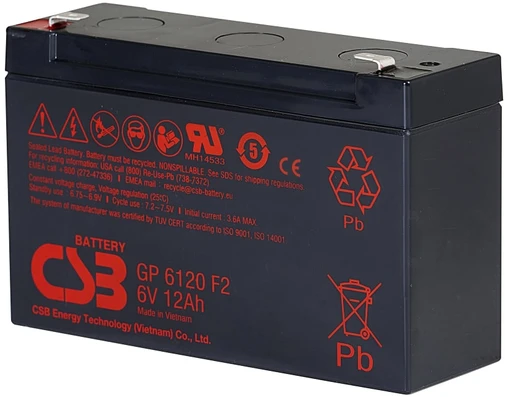 Csb Battery Csb Baterija Akumuliatorius 6V 12Ah F2 Pb AGM VRLA CSB