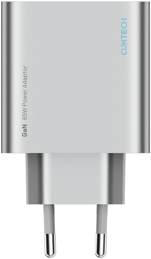 Cuktech 65 W GaN 2 x USB-C 1 x USB-A sieninis įkroviklis – pilkas