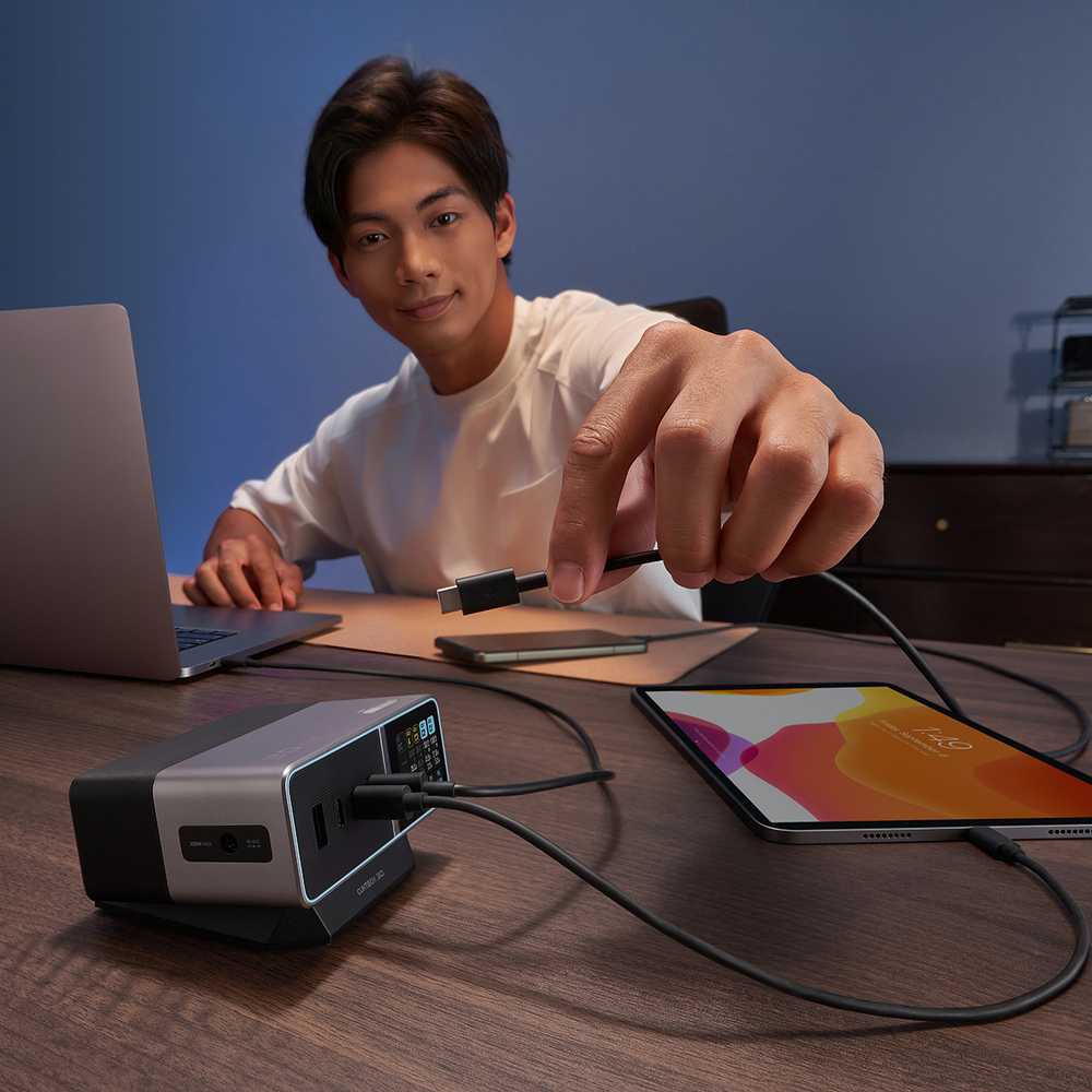 Cuktech TA3005U 300W 5-in-1 Charging Station with Digital Ekranas - Sidabrinis