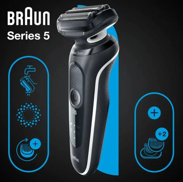 Braun Series 5 51-W1600s Skustuvas Juoda, Balta