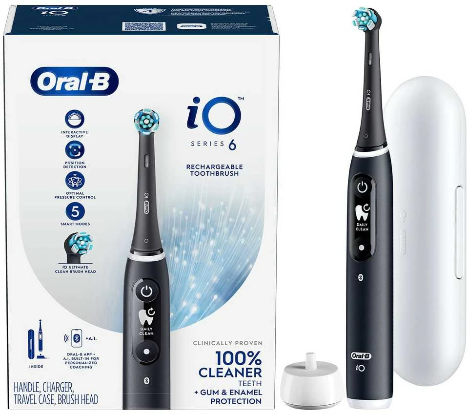 Oral-B Elektrinis dantų šepetėlis | iO6s | Įkraunamas | Suaugusiems | Šepetėlių skaičius galvutės įeina 1 | Number of teeth brushing modes 5 | Juodas Lava