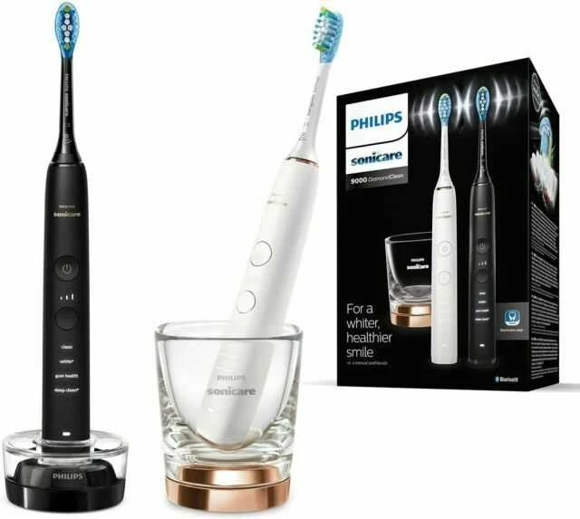 Elektriniai dantų šepetėliai Philips Sonicare DiamondClean 9000, HX9914/57, 2 vnt. (juodas ir baltas)