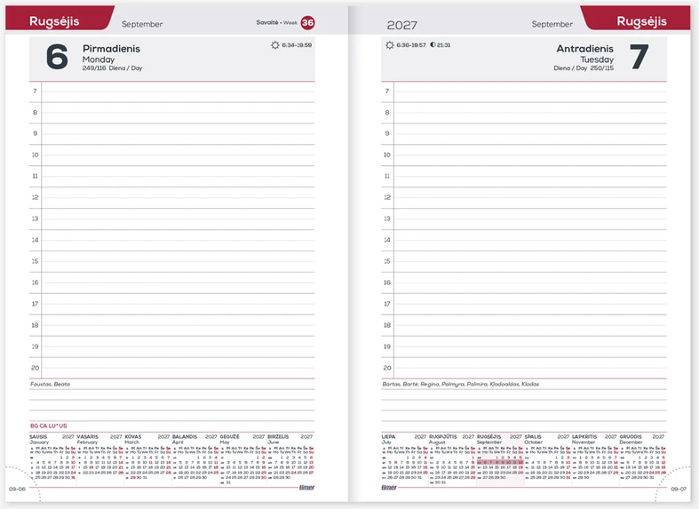 Darbo kalendorius Timer Business Day Design, A5, Rožinė Beauty