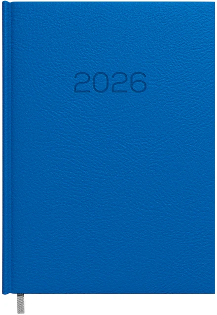 Darbo kalendorius Timer Daytime Prestige 2027 m., A5, mėlynos spalvos, minkštas PU viršelis