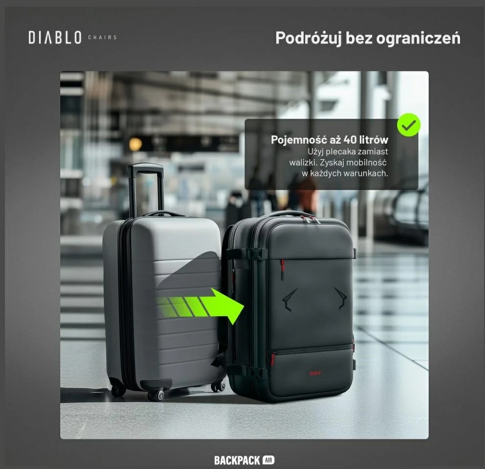 Daugiafunkcinė vakuuminė kuprinė Diablo Chairs Backpack Air juodos spalvos