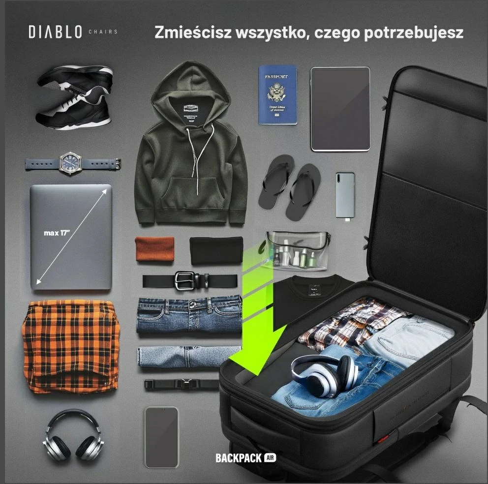 Daugiafunkcinė vakuuminė kuprinė Diablo Chairs Backpack Air juodos spalvos