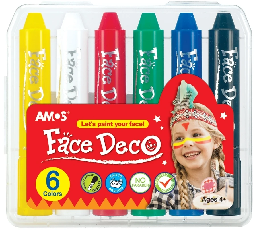 Dažai-kreidelės veidui Amos, 6 spalvos.