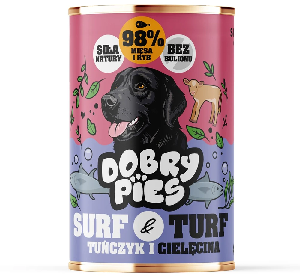 Šunų Maistas - DOBRY šunims Surf & Turf Tunų ir Veršienos Drėgnas 400g Be Grūdų