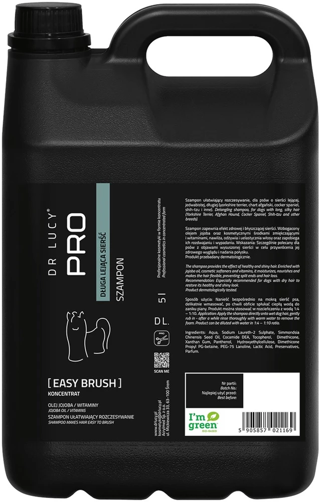 Dr. Lucy Pro Easy Z šampūnas – 5L, formules su išpainiojimo efektu ilgai tekančiams plaukams, su nemokamu dozatoriumi