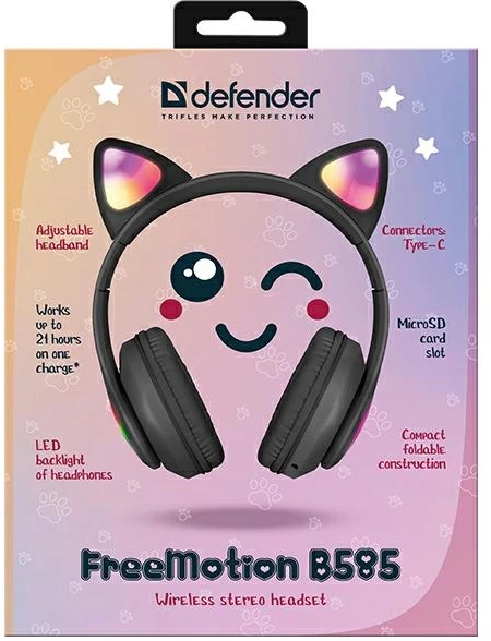 Defender ausinės Bluetooth Freemotion B585 Led juodos spalvos (63586)