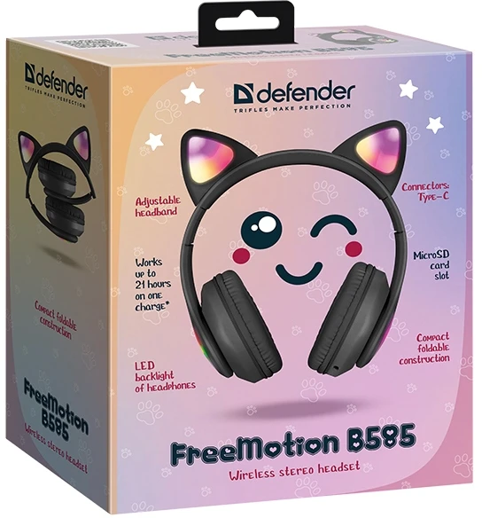 Defender ausinės Bluetooth Freemotion B585 Led juodos spalvos (63586)