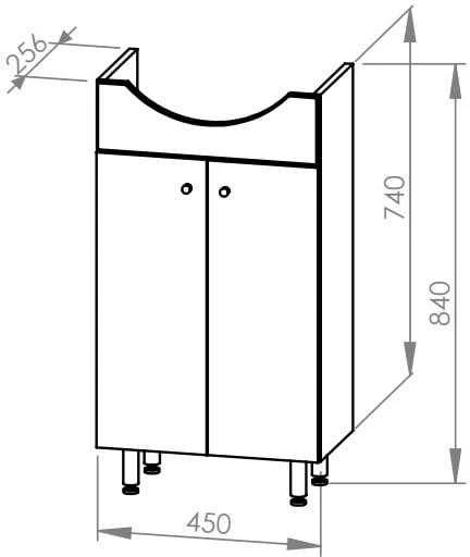 Deftrans Vonios spintelė su praustuvu Mykonos 50 cm