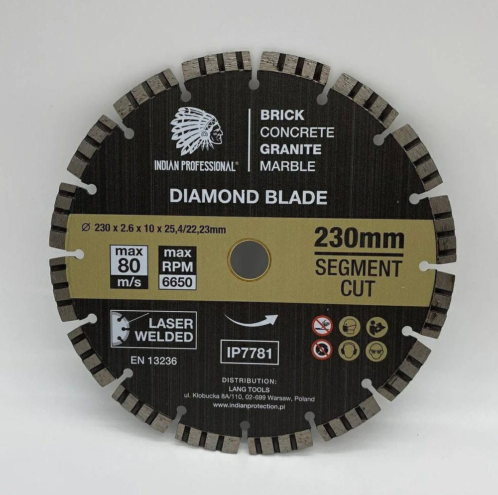DEIMANTINIS DISKAS 230mm 25,4/22,23 SEGMENT TURBO CUT INDIAN PROFESSIONAL