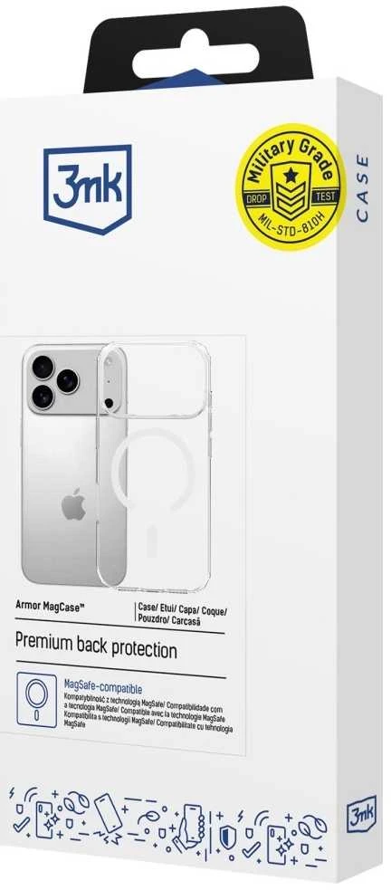 Dėklas 3Mk Apsauginis 3mk „Armor MagCase“, skirtas „iPhone 17 Pro“ – skaidrus