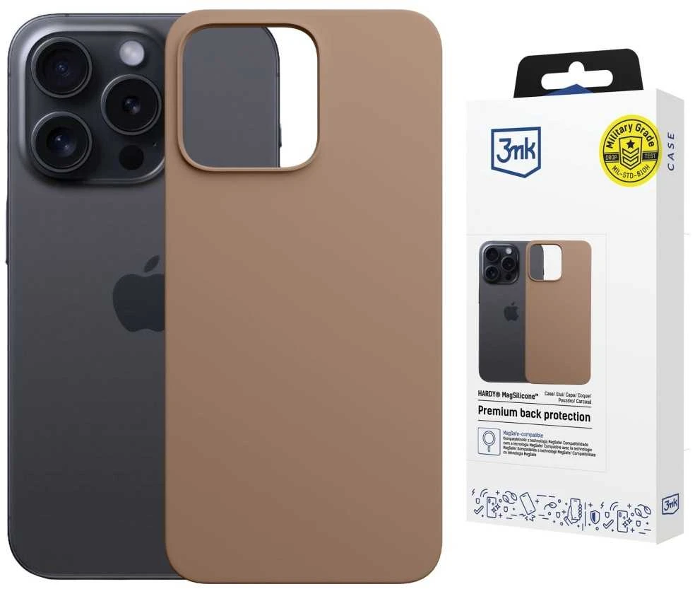 Dėklas 3MK Hardy MagSilicone skirtas Apple iPhone 15 Pro aukso spalvos