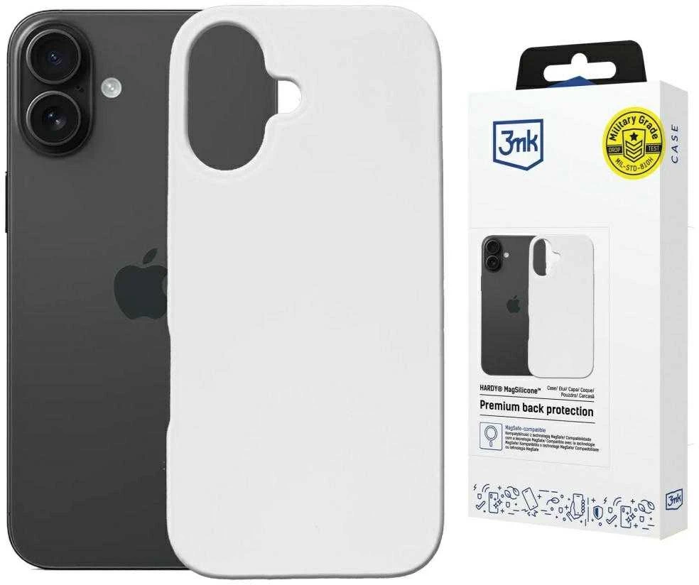 3MK Hardy MagSilicone Dėklas Apple iPhone 16 baltos spalvos