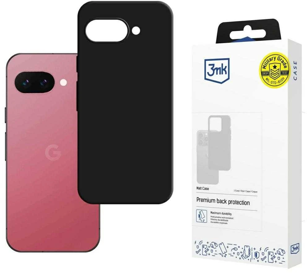 3Mk apsauginis matinis dėklas „Google Pixel 9A“ telefonui – Juodas