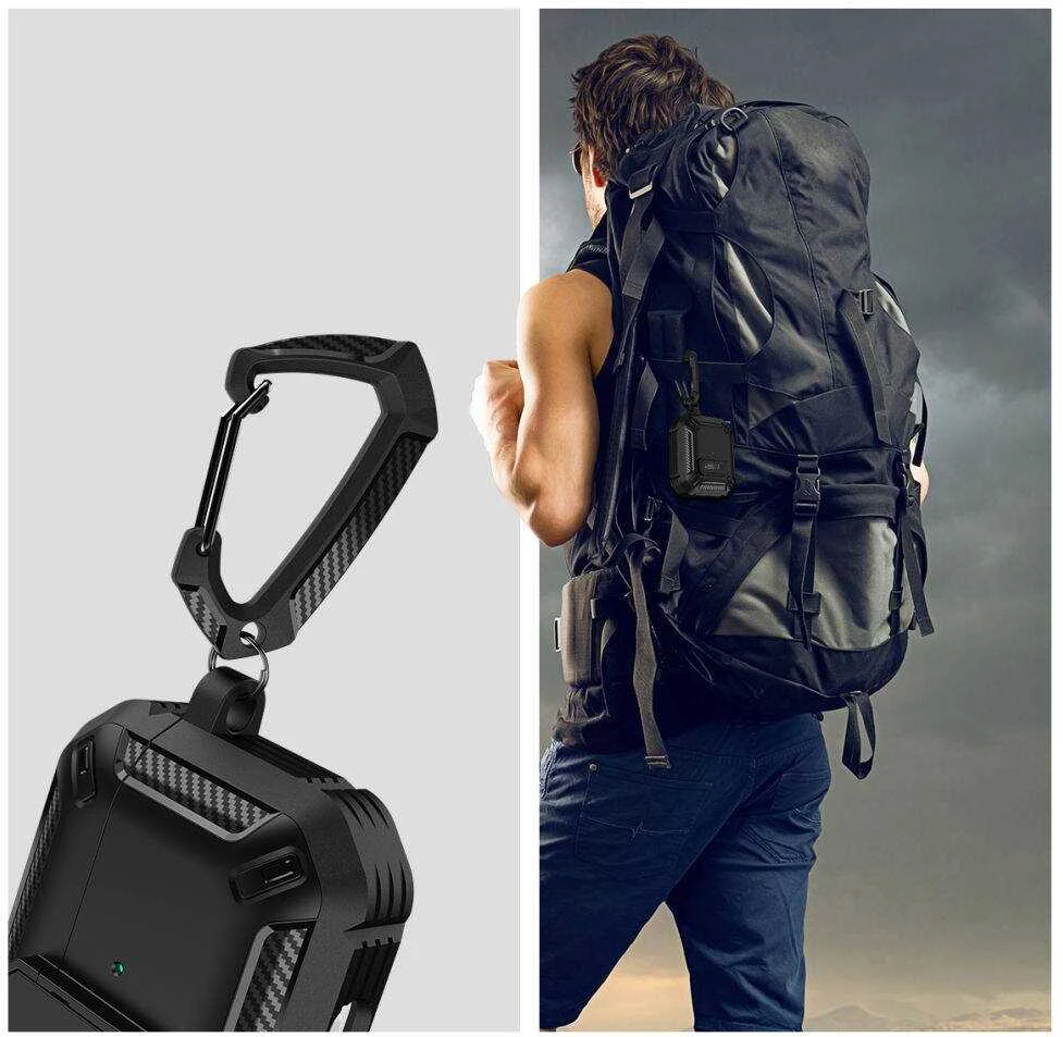 Dėklas Apple AirPods 4 Tech-Protect Carbonox juodos spalvos