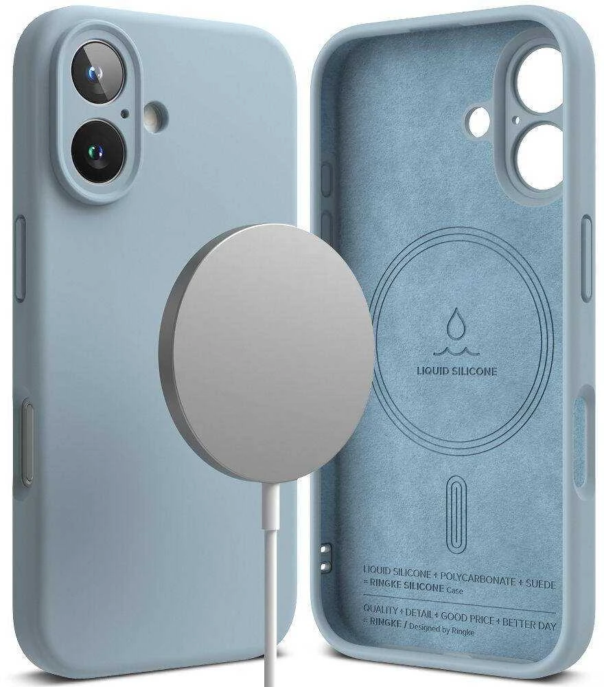 Ringke iPhone 16 Dėklas Silicone Magnetic Mėlynas
