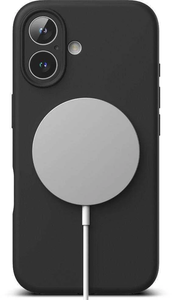 Ringke iPhone 16 dėklas, silikoninis, magnetinis, juodas