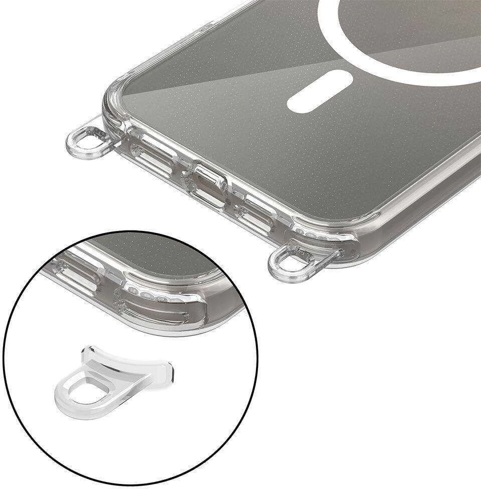Dėklas Apple iPhone 16 Tech-Protect Flexair Chain MagSafe Pilkas & Rožinė transparent