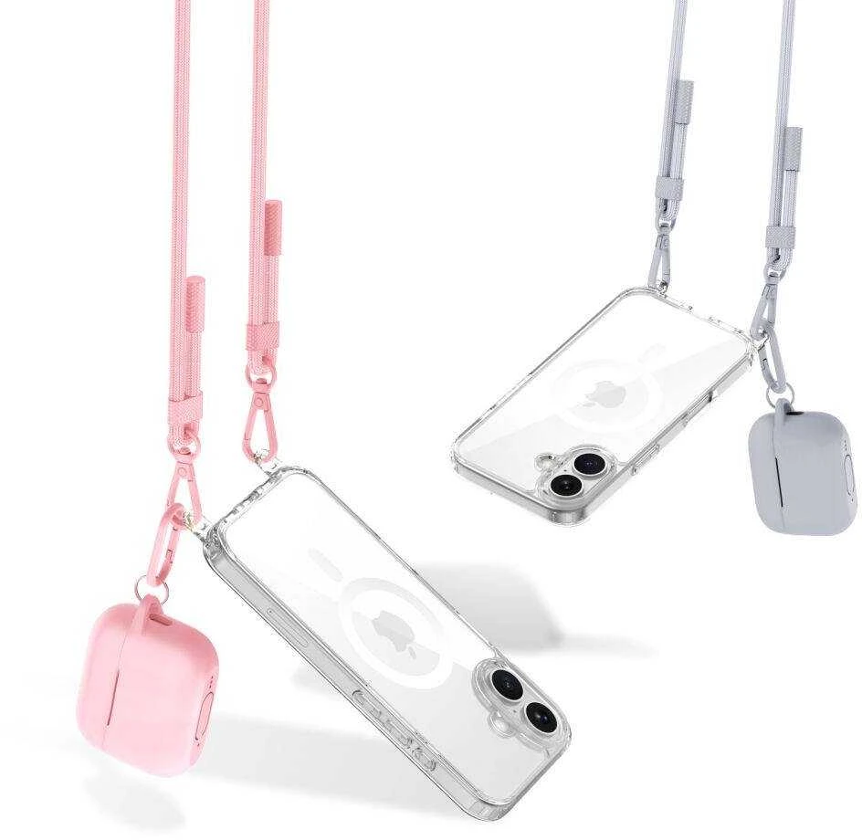 Dėklas Apple iPhone 16 Tech-Protect Flexair Chain MagSafe Pilkas & Rožinė transparent