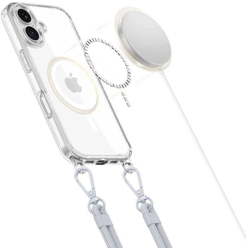 Dėklas Apple iPhone 16 Tech-Protect Flexair Chain MagSafe Pilkas & Rožinė transparent