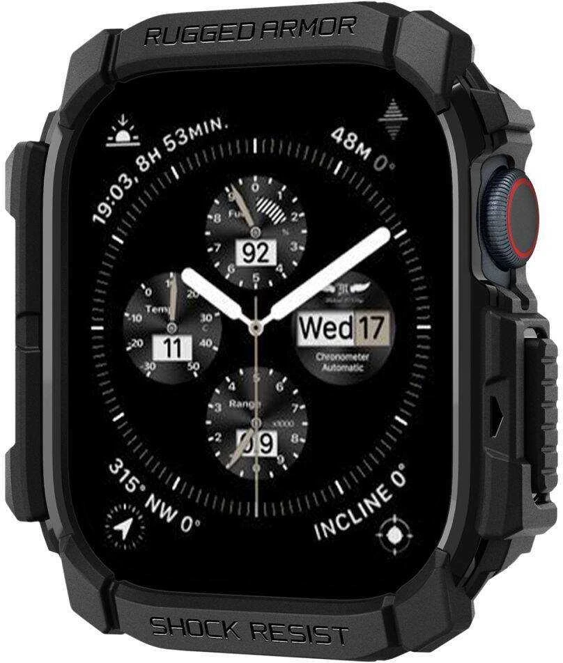 Dėklas Apple Watch 10 (42mm) Spigen Rugged Armor Matte juodas
