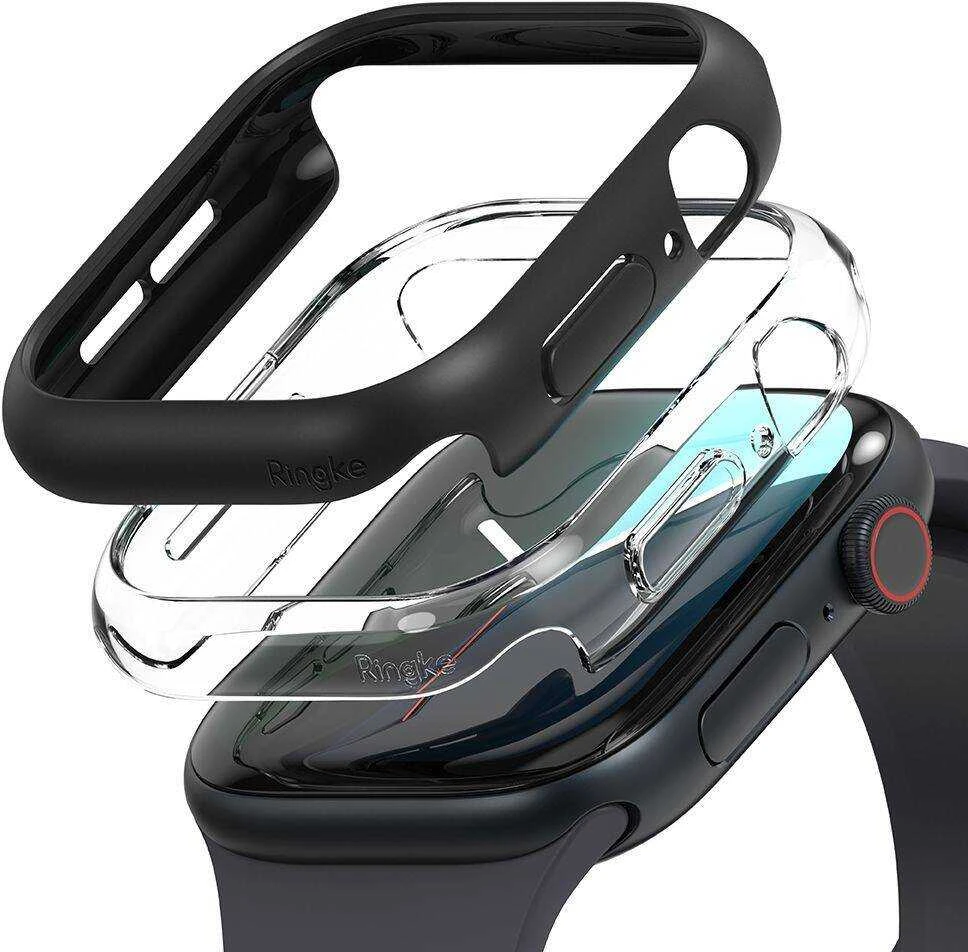 Dėklas Apple Watch 10 (46mm) Ringke Slim 2-pack Clear & Matte juodos spalvos