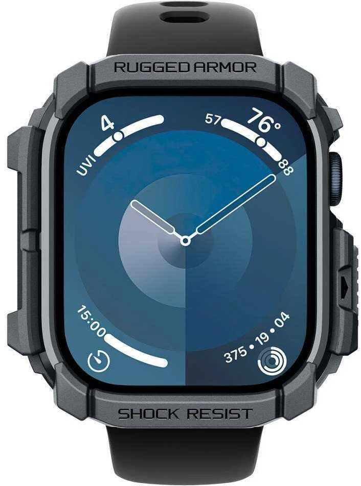 Dėklas Apple Watch 10 (46mm) Spigen Rugged Armor Dark pilka