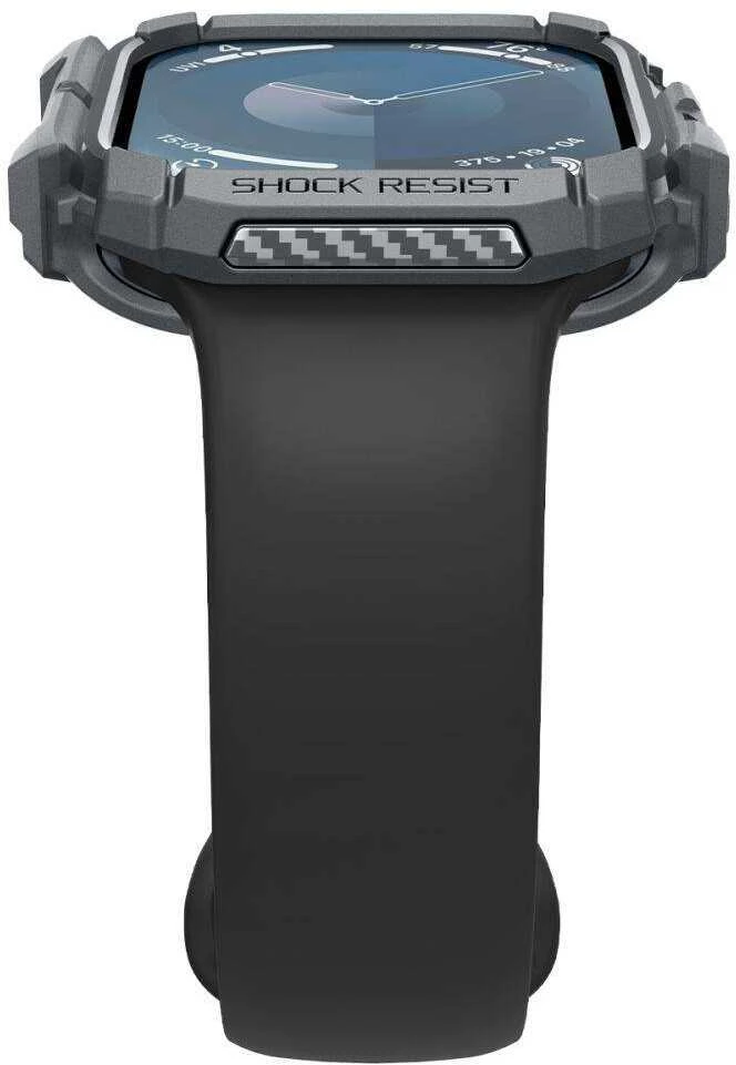 Dėklas Apple Watch 10 (46mm) Spigen Rugged Armor Dark pilka