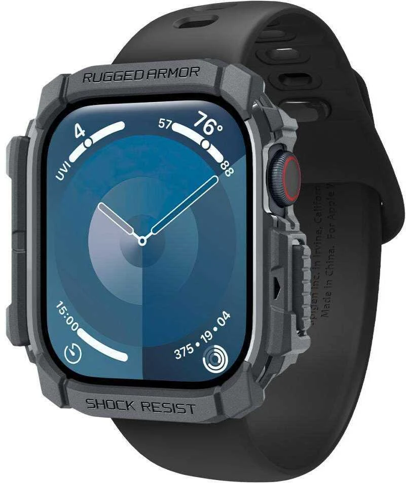 Dėklas Apple Watch 10 (46mm) Spigen Rugged Armor Dark pilka