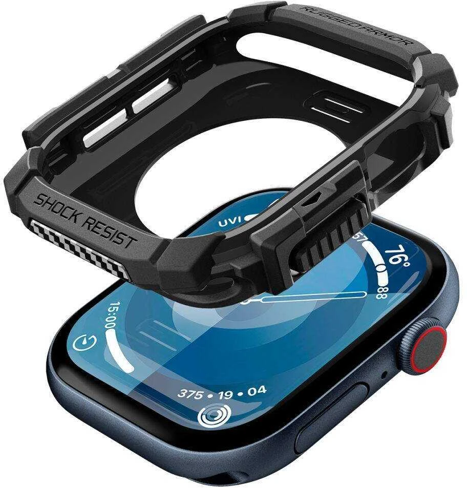 Dėklas Apple Watch 10 (46mm) Spigen Rugged Armor Matte juodas