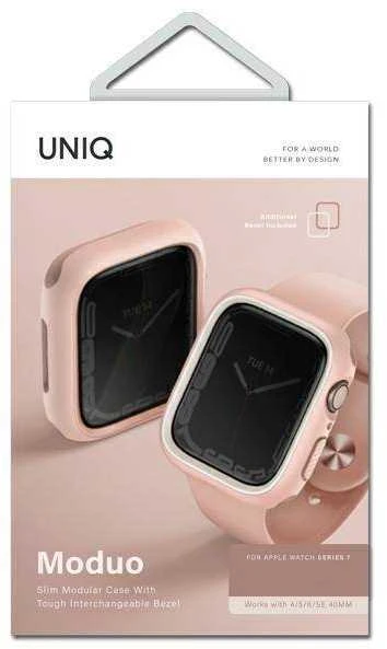 Dėklas Uniq Išmaniojo laikrodžio Apple Watch 4/5/6/7/8/SE ekrano rėmelis, Baltos spalvos, 44/45mm